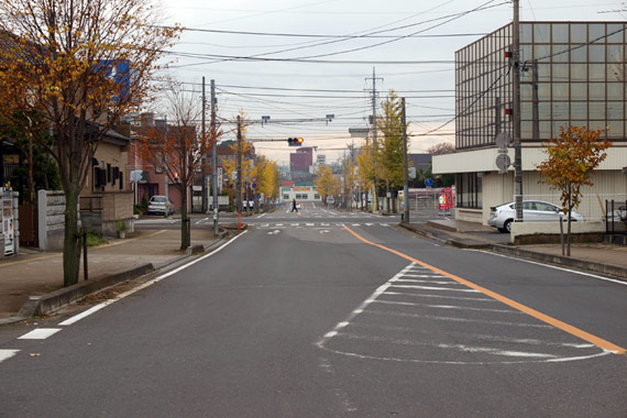 車道と歩道のキワに列を成していたイチョウの落ち葉が片付けれて、こんなに綺麗になりました。